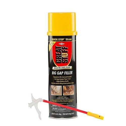 NEW!! GREAT STUFF 16 oz. Big Gap Filler Insulating Foam Sealant Quick Stop Straw
