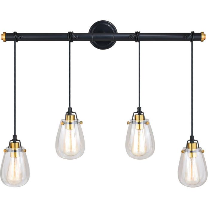 Vaxcel Lighting Kassidy 4 Light 33 inch Black and Natural Brass Pendant Ceiling