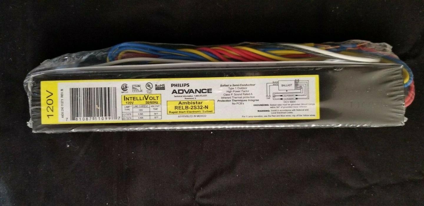 Philips Advance RELB-2S32-N AmbiStar Rapid Start Electronic Ballast NEW/SEALED