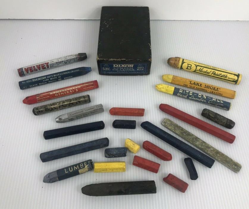 Vintage Lumber Crayons Lot of 6 Full Sticks Variety Colors Dixon Lake Shore Rite