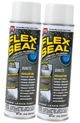 FLEX SEAL Spray Liquid Rubber Sealant Coating Stop Leak. 14 oz (Two Pack), WHITE