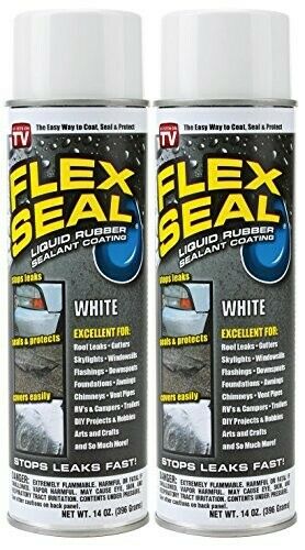 Flex Seal White Jumbo Can Liquid Rubber Spray Sealant Coating 14 oz TWO PACK