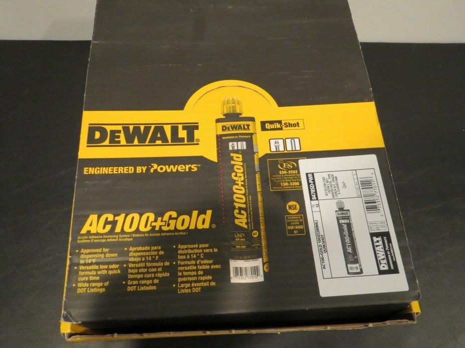 DEWALT POWERS  AC100+GOLD ACRYLIC CONCRETE EPOXY 8478SD QUICKSHOT  CASE 12 Tubes
