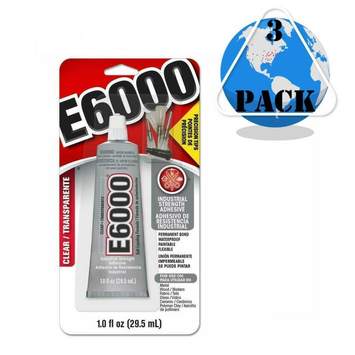 NEW! ECLECTIC PRODUCTS E-6000 Adhesive With Precision Tips 1 oz. 3 Pack