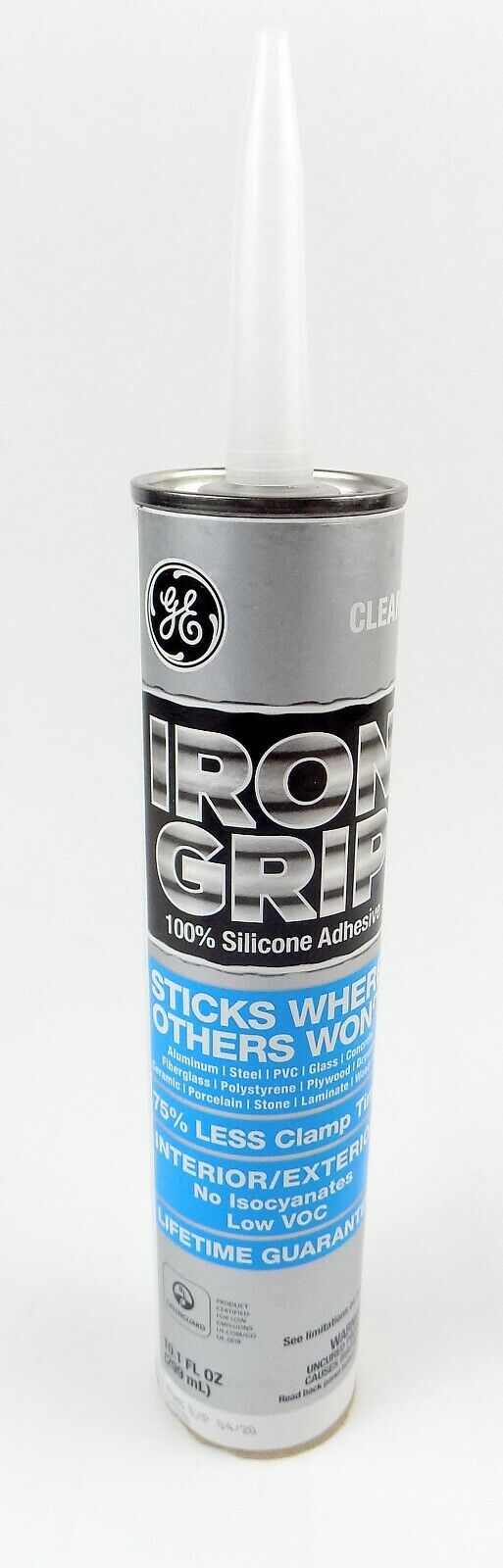 GE Iron Grip M90058 Clear 100% Silicone Adhesive 10.1 Fl Oz.Interior Exterior