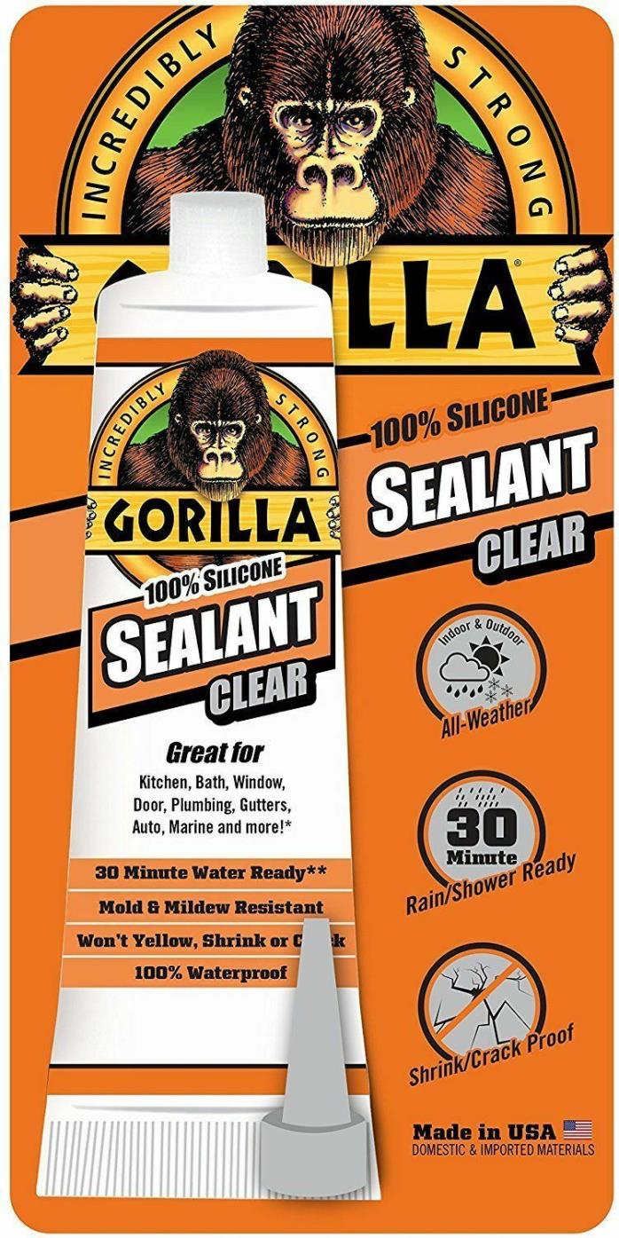 Gorilla Glue 8090001 100 Percent Silicone Sealant Caulk, 2.8 oz., Clear