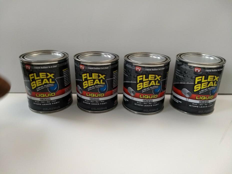 Flex Seal Clear Liquid Lot Of 4 Cans Large 16 Ounce Cans  (Clear) 16-oz
