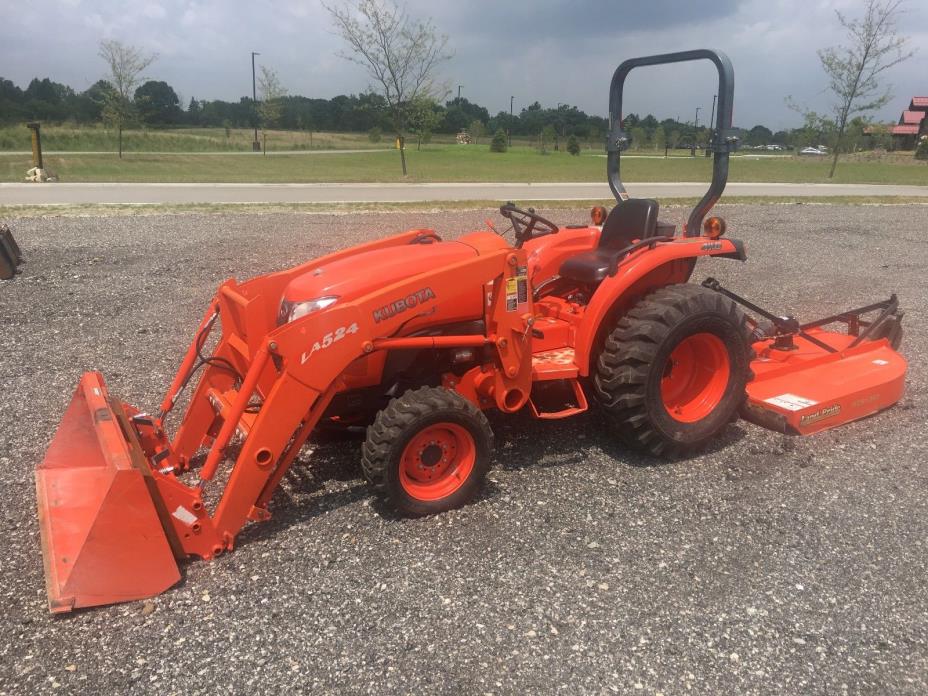 Kubota L3800 Diesel Tractor with Bucket, Loader and Bushhog! Low hours!