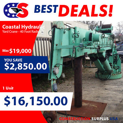 Coastal Hydraulic Cranes Yard Crane Ctb-20-3-40 10,000  40 Foot Radius Must See!