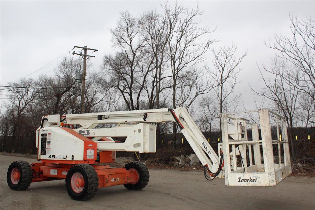 2008 SNORKEL AB50JM ARTICULATED BOOM LIFT AERIAL LIFT JIB BOOM 4WD SNORKEL