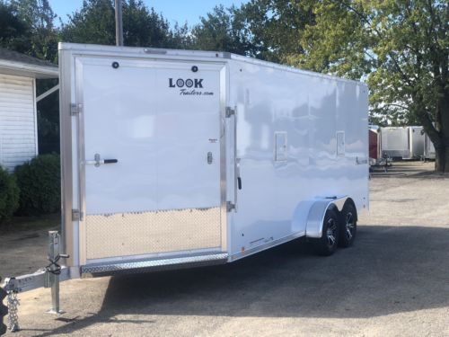 2019 Aluminum 7 x 23 3 Place Enclosed Snowmobile Trailer 7ft interior Loaded