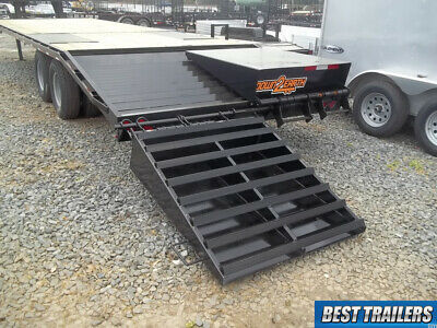 Gooseneck 10 ton deckover heavy equipment trailer 30 ft flatbed mega ramp 25+5