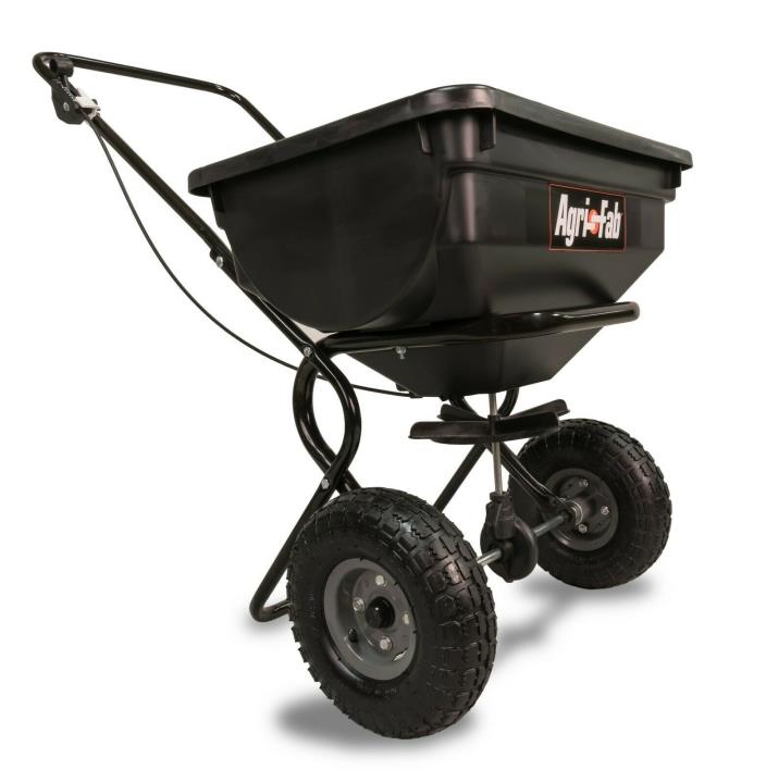 Agri-fab 100 Pound Capacity Tow Broadcast Spreader with 10 Foot Spread, Black