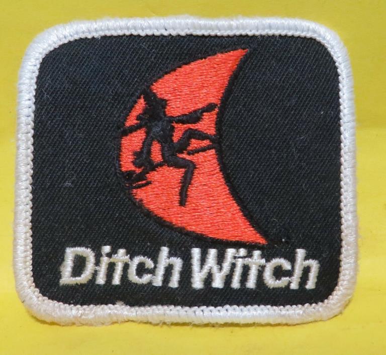 Vintage Ditch Witch Patch Equipment Logos Patch Witch on Broom Half Orange Moon