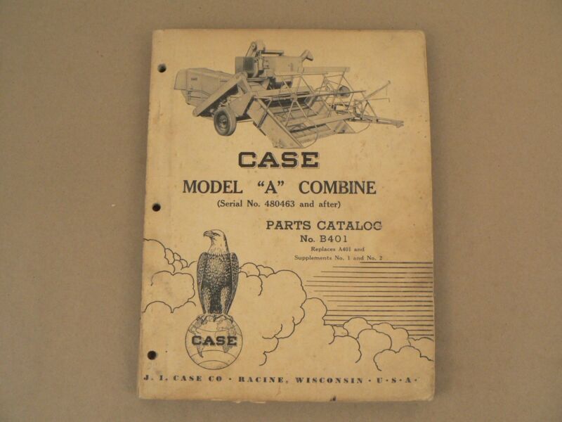 Case Tractors Model A Combine Service Repairs Parts Catalog List 1956 B401