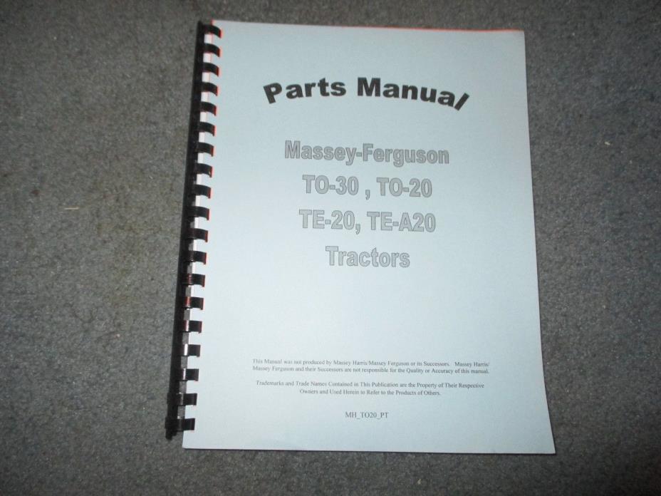 Massey Ferguson TO30 TO30 TE20 TE30 Jensales Parts Manual MH_TO20_PT