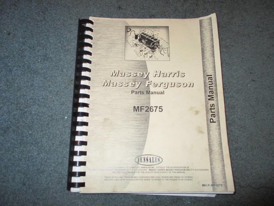 Massey Ferguson 2675 Jensales Parts Manual MH-P-MF2675 2 Volumes!!