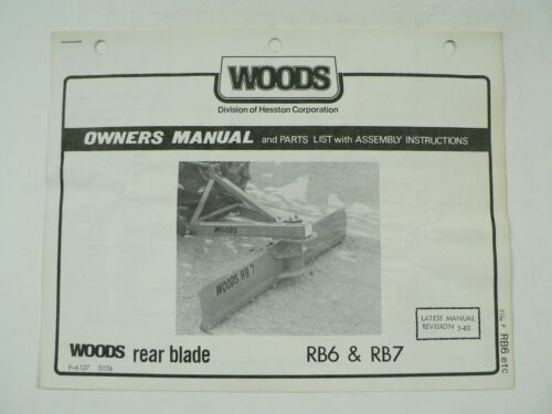 Woods Model RB6 RB7 Rear Blade Operators Manual Service Information Owners 1976