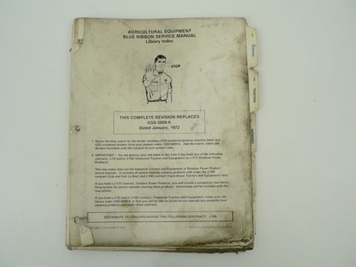 Agricultural Equipment Blue Ribbon Service Manual Library Index Int’l Harvester