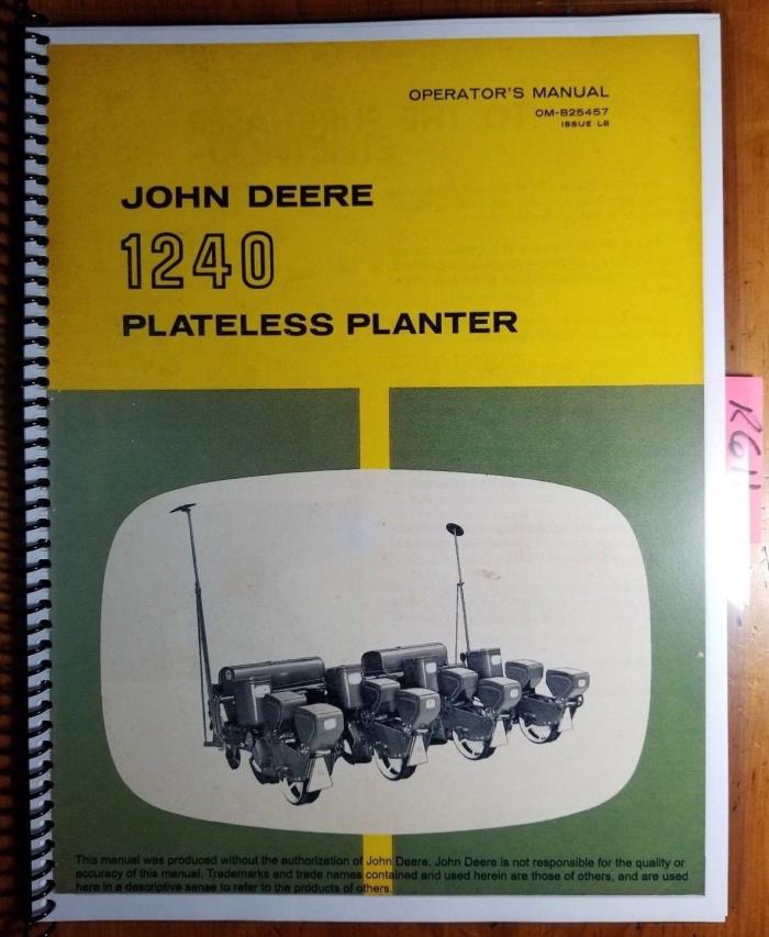 John Deere 1240 Plateless Planter S/N -17811 Owner Operator Manual OM-B25457 '68