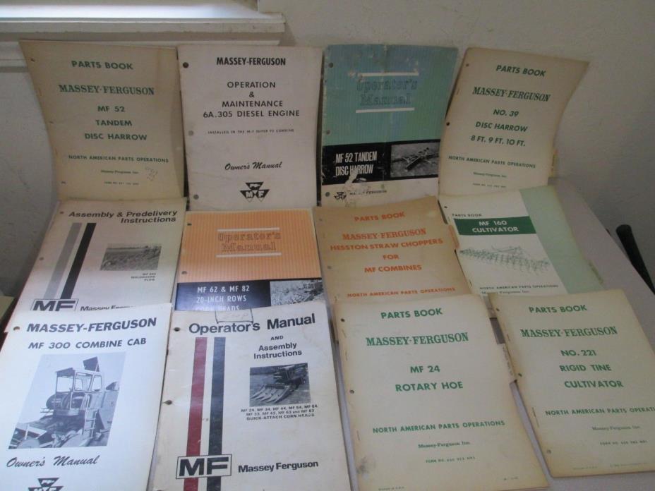 Lot of 12 Mixed Lot of Massey Ferguson MF Manuals