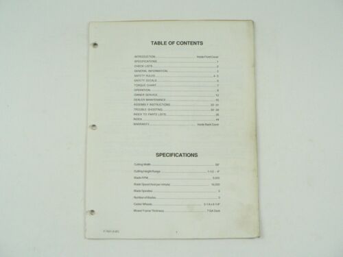 Woods Model F35H235-3 Operators Manual Service Information Rotary Mower