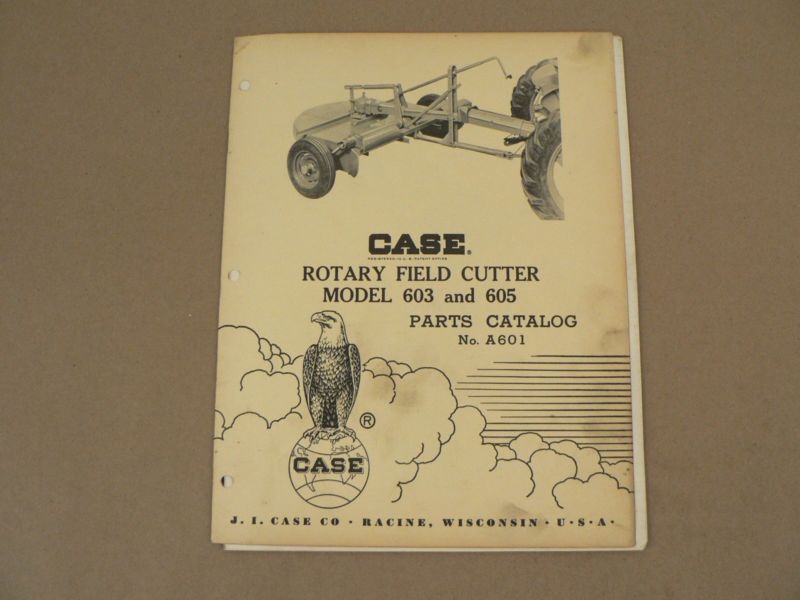 A601 Case Rotary Field Cutter 603 605 Parts Catalog Service Repair List 1959