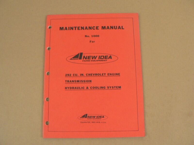 New Idea Maintenance Manual Chevrolet Engine Transmission/Hydraulic/Cooling Sys