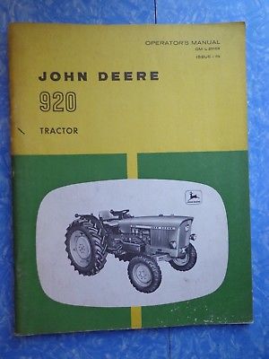 RARE JOHN DEERE 920 TRACTOR OPERATOR MANUAL ISSUE i 70  OM-L 25163 79 PAGES