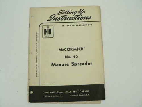 VTG McCormick No 20 Manure Spreader International Harvester Instructions 1955