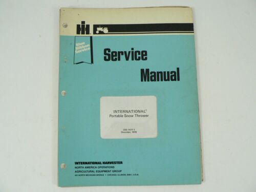 International Harvester Portable Snow Thrower Blue Ribbon Service Manual Vintage