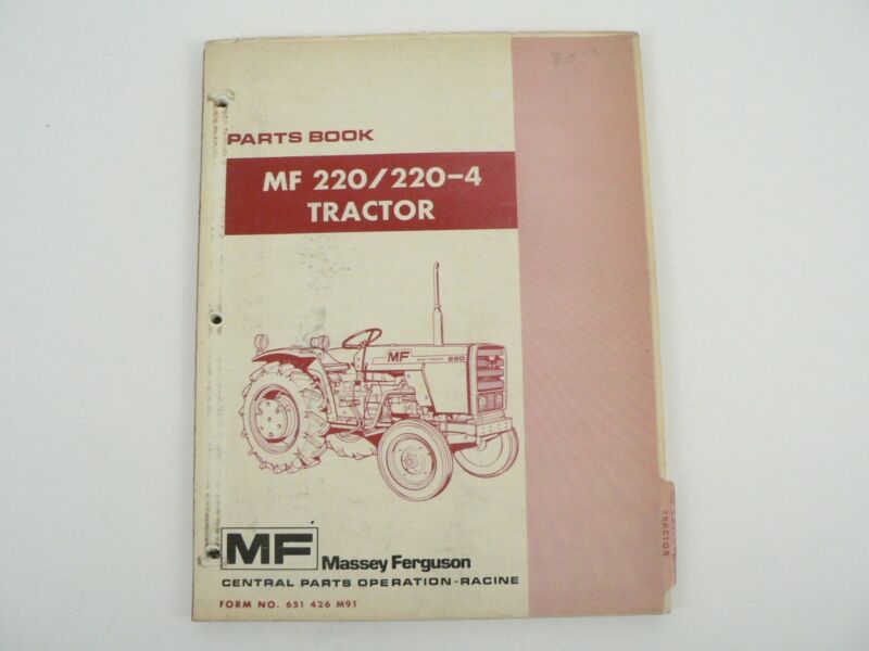 Massey Ferguson MF 220 / 220-4  Tractor Repair Parts List Catalog Book 1979