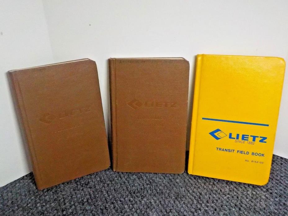 3 Vintage Lietz Field Books  8151-00, Engineers 8151-30, Transit 8152-00  BLANK