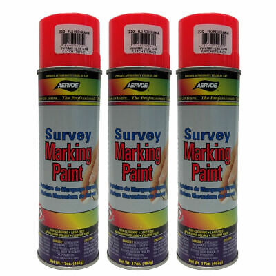 Aervoe Survey Grade Fluorescent Red/Orange Inverted Marking Paint - 3 Cans