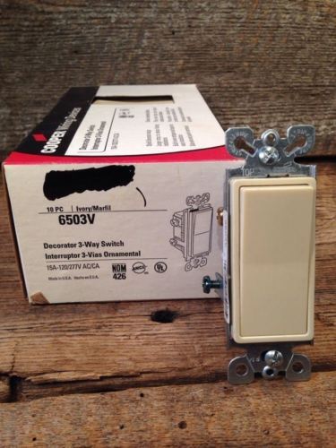 Lot Of (10) New Cooper 6503V Ivory Decorator 3-Way Switch 15A-120/277 Ac Light