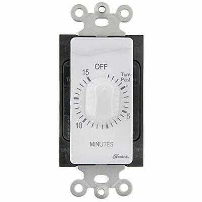 Westek TMSW15MW Hardwire Indoor In-Wall Minute Mechanical Countdown Timer, White