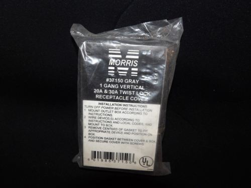 Morris Gray 1 Gang Vertical 20A & 30A Wire Twist Lock Receptacle Cover, 37150