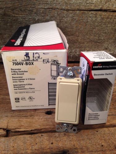 Lot Of (8) New Cooper 7504V Ivory Decorator 4-Way Switch W/ Ground 15A-120/277