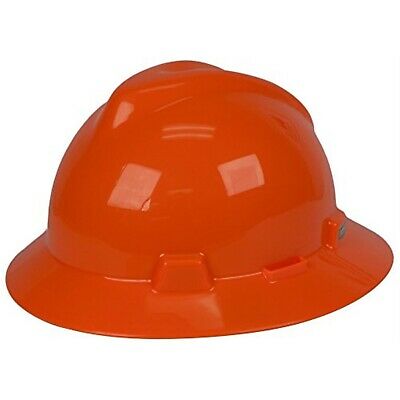 MSA 10021292 Hi-Viz Orange V-Gard Polyethylene Full Brim Hard Hat With Fas Trac