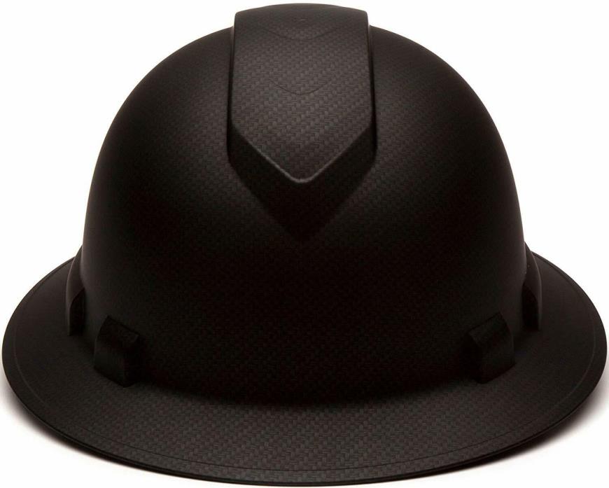 Full Brim Hard Hat 4 Pt Ratchet Suspension Safety Helmet Carbon Fiber Look Matte