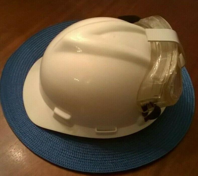 MSA V-Guard Cap Style Hard Hat White/ECON Chemical Splash Eye Protection/ Attach