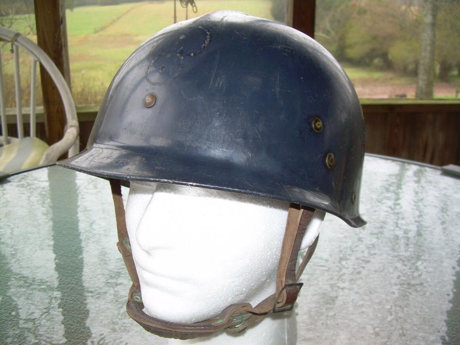 Vintage 1962 Belgium Le Levior Helmet, original with liner leather chin strap