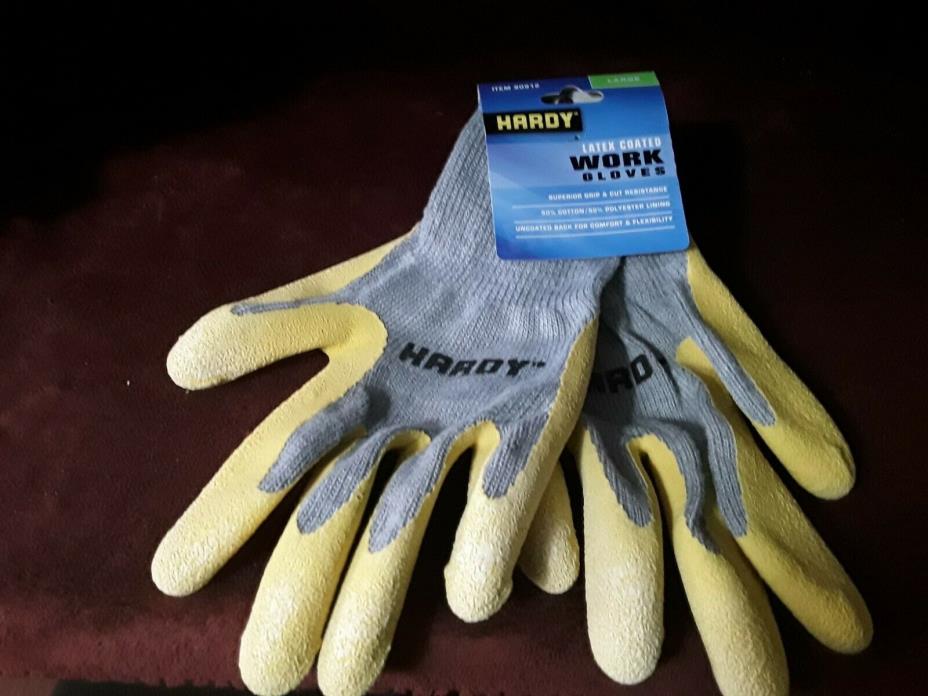 HARDY Latex Coated Work Gloves , Superior Grip, Cut Resistant, Large