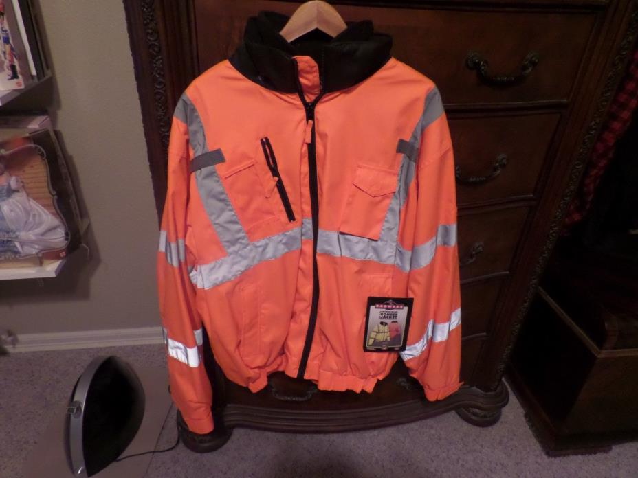 New Radware ANSI CLASS 3 SAFETY 3-in-1 Deluxe Bomber JACKET Orange 3XL