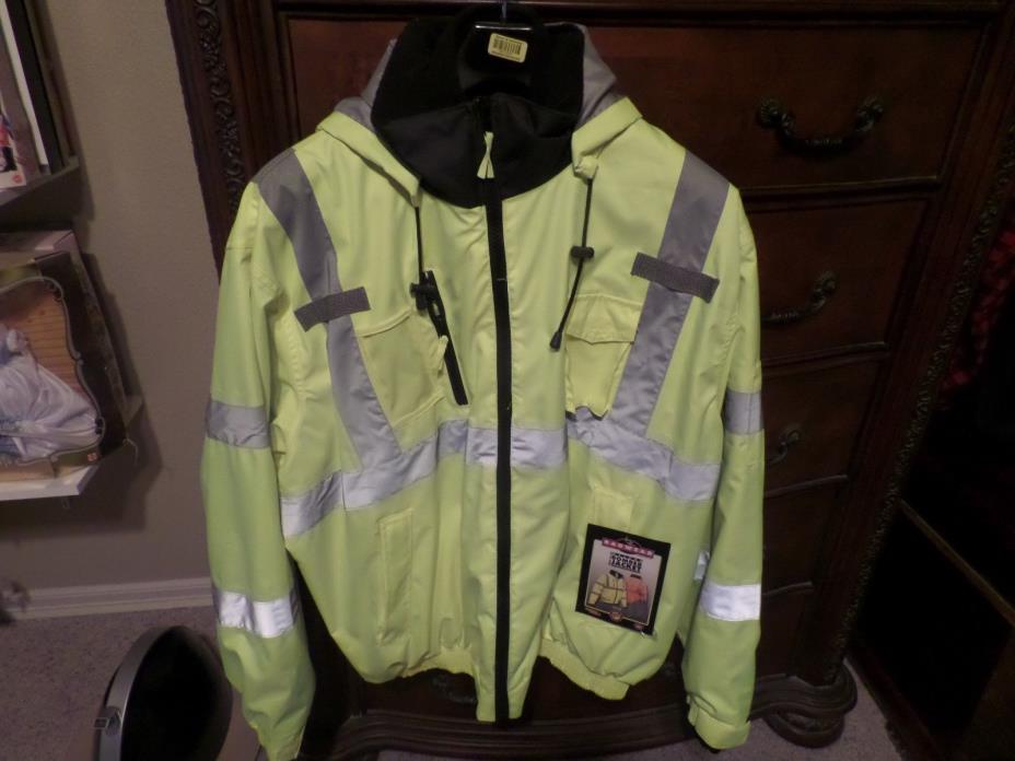 New Radware ANSI CLASS 3 SAFETY 3-in-1 Deluxe Bomber JACKET LIME 3XL