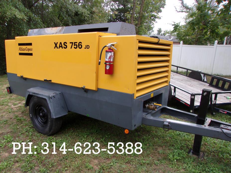 Atlas Copco 750 cfm XAS 756CD Portable Air Compressor NICE towable Twin Screw