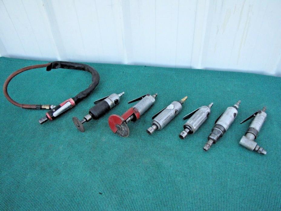 Lot of 7 Pneumatic Straight  and 90 deg Hi- Speed Die Grinders Aircraft ARO Thor