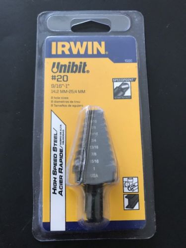 Irwin #20 Unibit Hole-Enlarging Stairstep Bit, 9/16 -1
