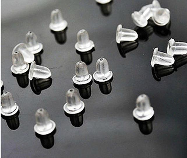 CLEAR RUBBER BULLET CLUTCH EARRING SAFETY BACKS (200) PIECES