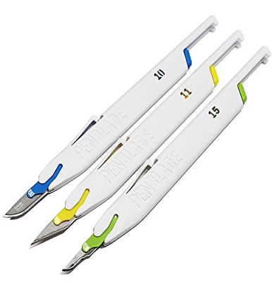 PenBlade 3 Pack - No. 10, 11 & 15 Retractable Stainless Steel Utility & Hobby -
